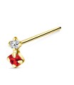 Red Diamond Dangling Straight Nose Stud NSKA-830